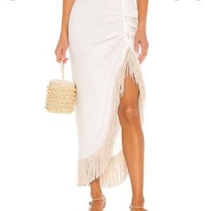 JUST BEE QUEEN
Mallorca Fringed Linen Midi Skirt